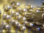 close up of wrest pins and lever